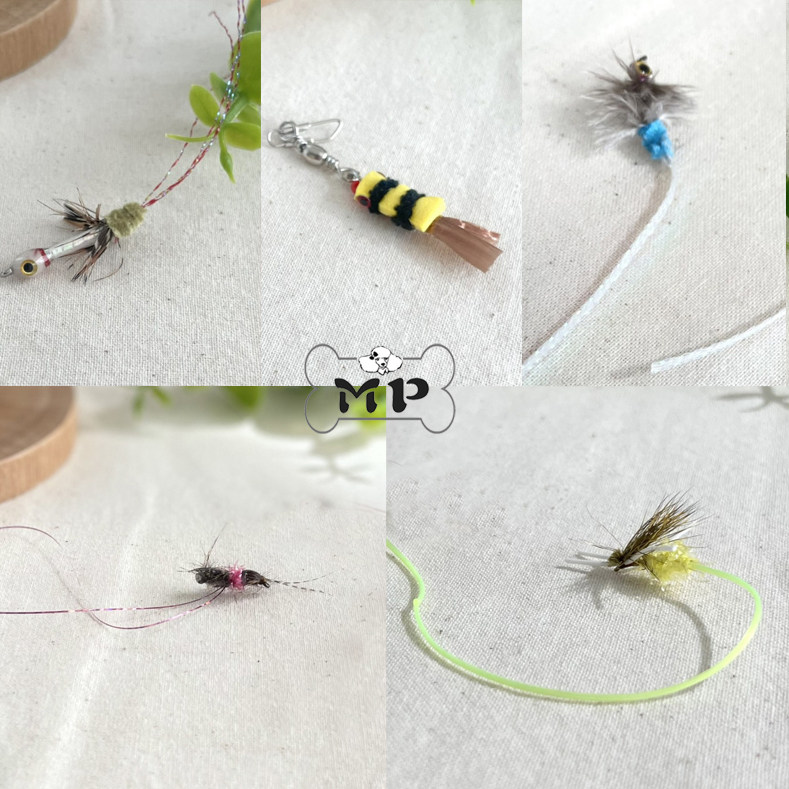 韩代长尾虫蜜蜂逗猫棒替换头玩具