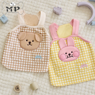 『Memory Pet』韩国bennys宠物四季弹力立耳小熊小兔格纹吊带上衣