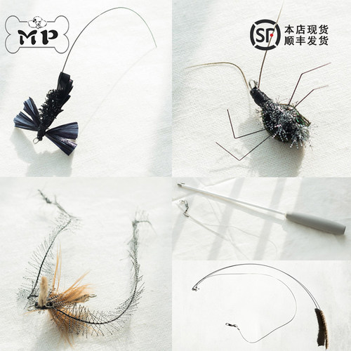 手工羽毛触角虫逗猫棒补充装玩具