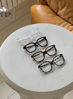 部分现货~韩国代购seenii宠物狗狗文艺范彩色豹纹黑色眼镜