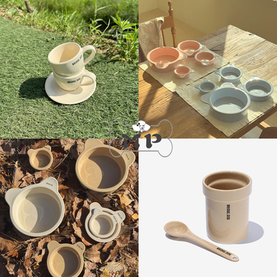 韩代宠物小熊耳朵燕麦色陶瓷碗