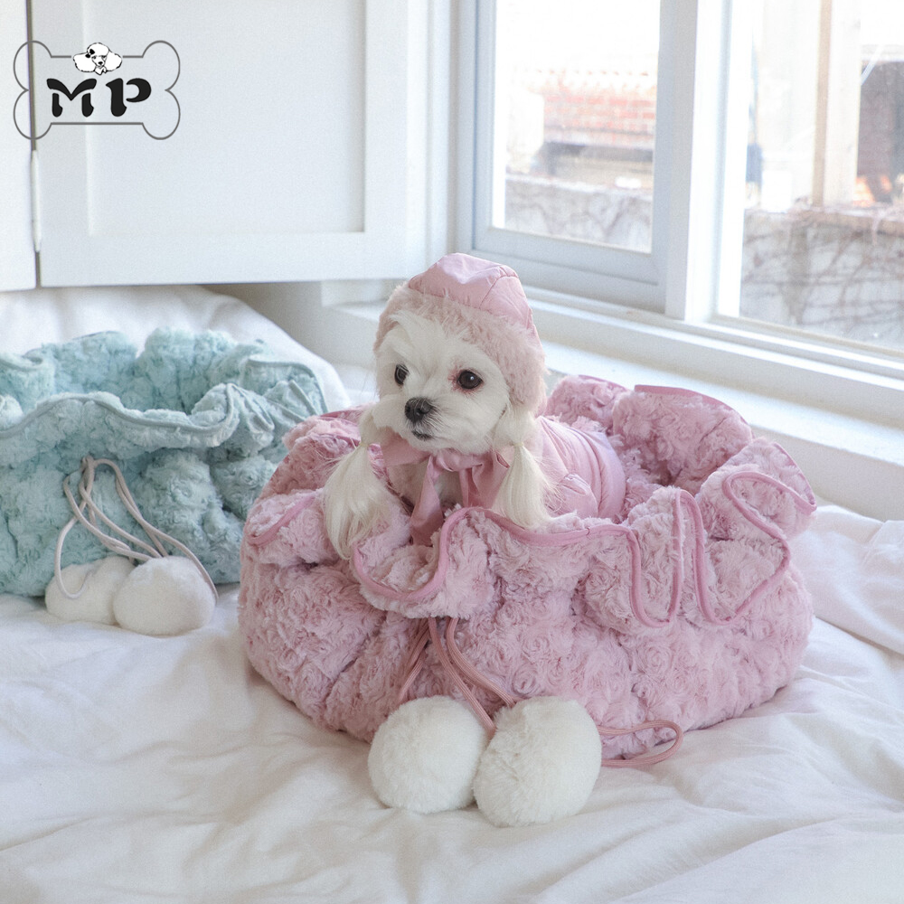 韩代秋冬玫瑰抽绳两用垫子猫狗窝