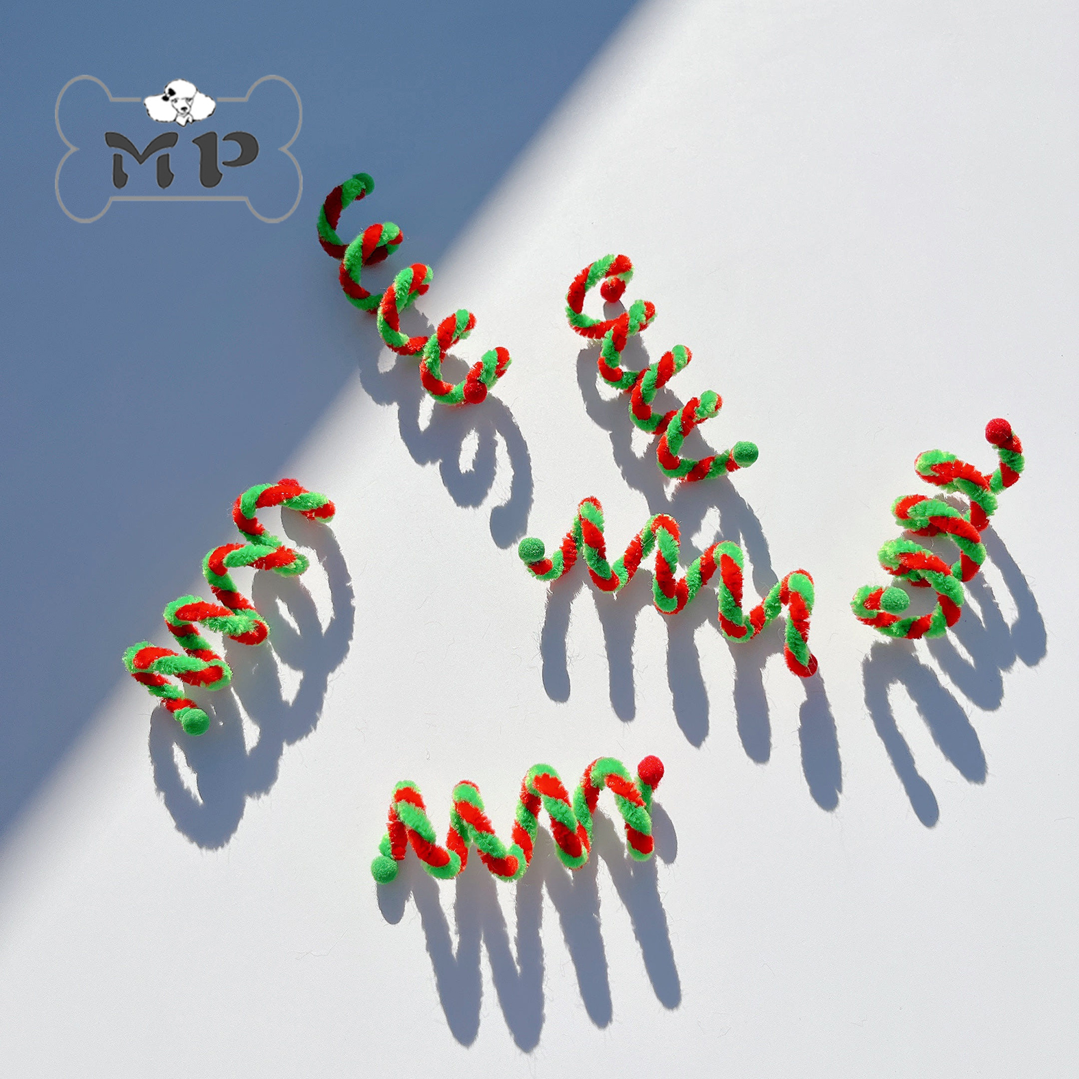 韩代宠物圣诞毛绒弹簧趣味玩具2P