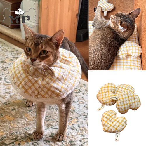 韩代宠物格纹纯棉猫薄荷玩具脖圈