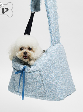『Memory Pet』韩国louisdog宠物四季出行透气蓝色碎花单肩斜挎包