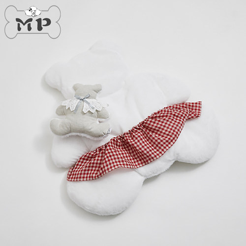 韩代宠物LD蕾丝格纹小熊垫子枕头