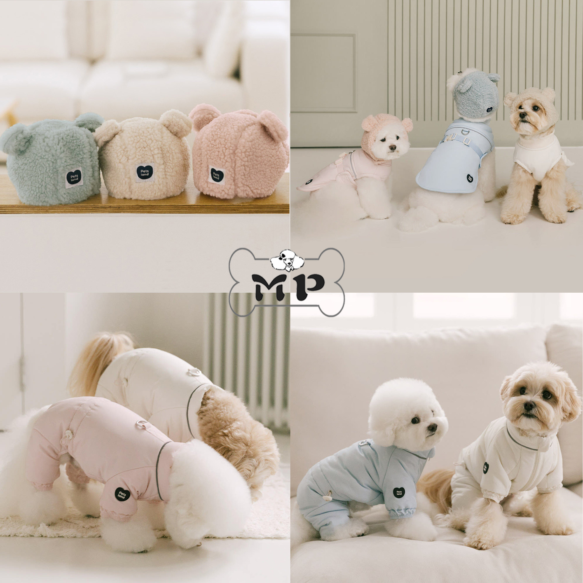 韩代宠物冬牵引背心四脚衣绒帽