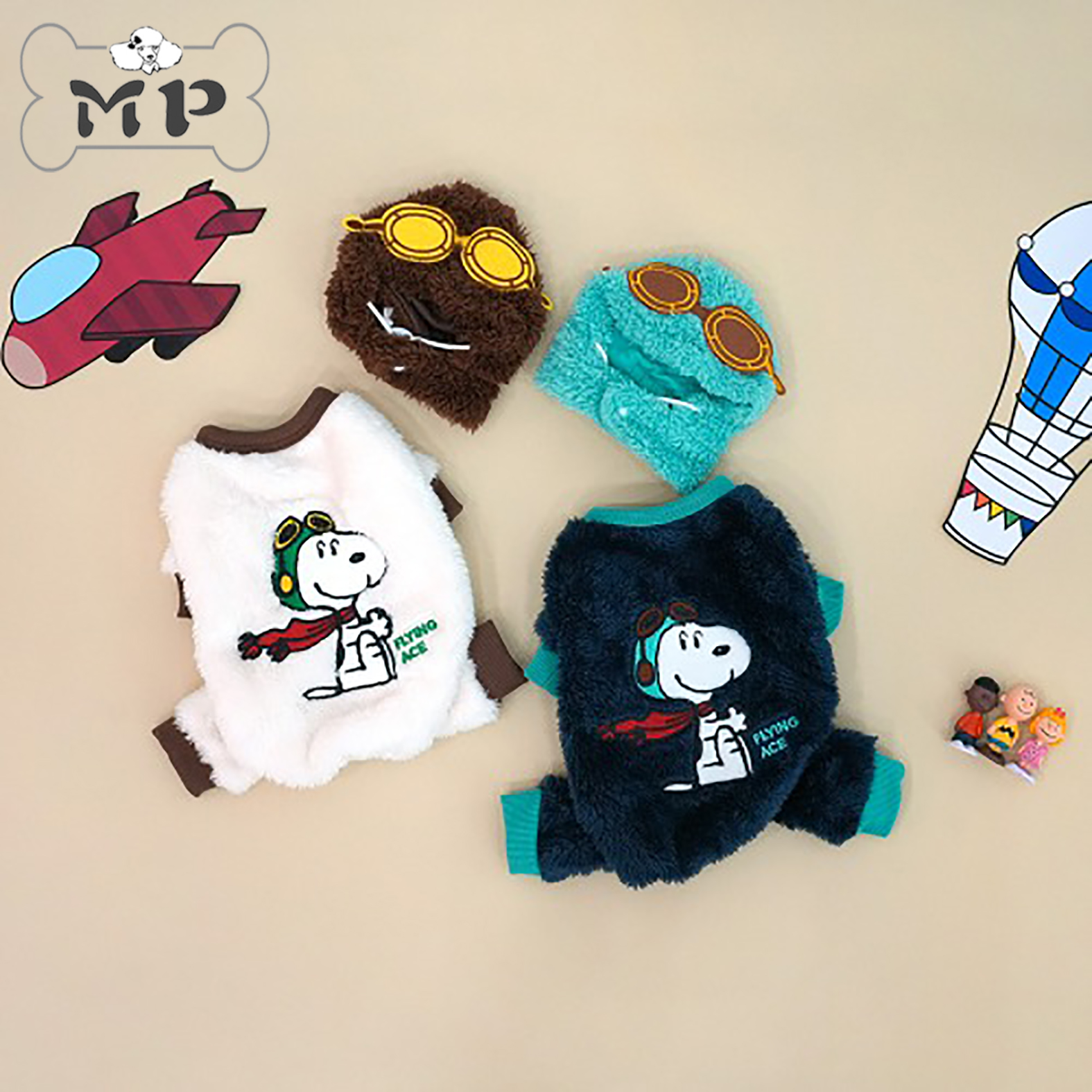 韩代宠物史努比保暖飞行员套装