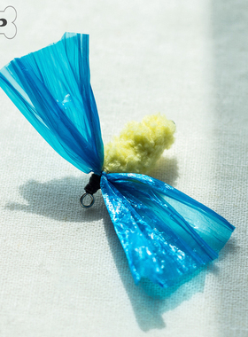 现货~韩国代购宠物猫响纸毛绒蓝色蝴蝶结逗猫棒替换头