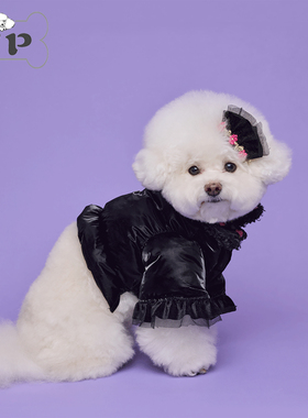 『Memory Pet』韩国代购comocomo宠物毛绒翻领蕾丝短款黑色夹克