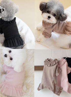 『Memory Pet』韩国opaaap宠物猫狗网纱荷叶边弹性连衣裙四脚衣