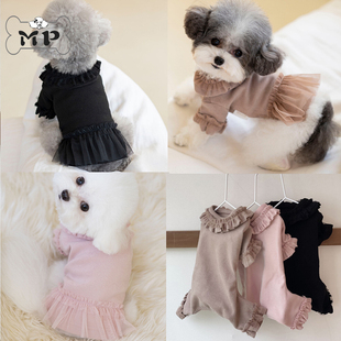 『Memory Pet』韩国opaaap宠物猫狗网纱荷叶边弹性连衣裙四脚衣