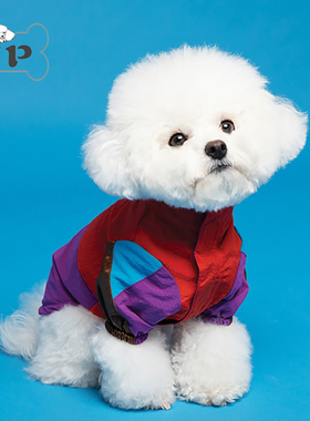 『Memory Pet』韩国代购宠物春秋撞色拼接复古立领冲锋衣夹克外套