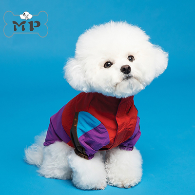 韩代宠物撞色拼接立领冲锋衣外套