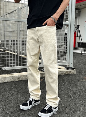 Entong美式百搭vibe裤子高街牛仔裤男生春秋季宽松窄版直筒长裤子