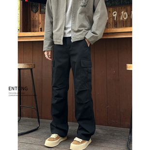 男宽松直筒休闲长裤 Entong美式 2025新款 裤 复古cleanfit大口袋工装