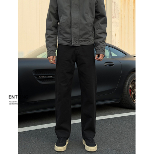 子百搭长裤 cleanfit显瘦直筒裤 男款 Entong潮牌街头vibe黑色休闲裤