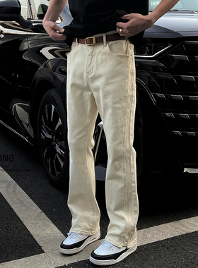 Entong美式cleanfit高级感杏色牛仔裤2025新款男高街复古直筒长裤