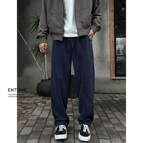 结构弯刀蓝色卫裤男款