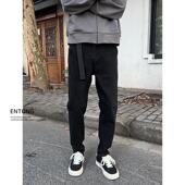裤 Entong美式 百搭痞帅微弹力显瘦修身 男款 子潮 高街vibe黑色牛仔裤