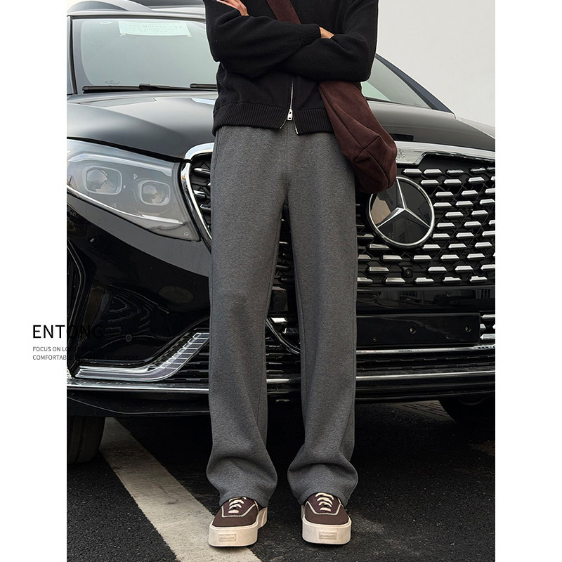 Entong美式复古老钱风直筒卫裤男生宽松运动裤春秋百搭休闲长裤子