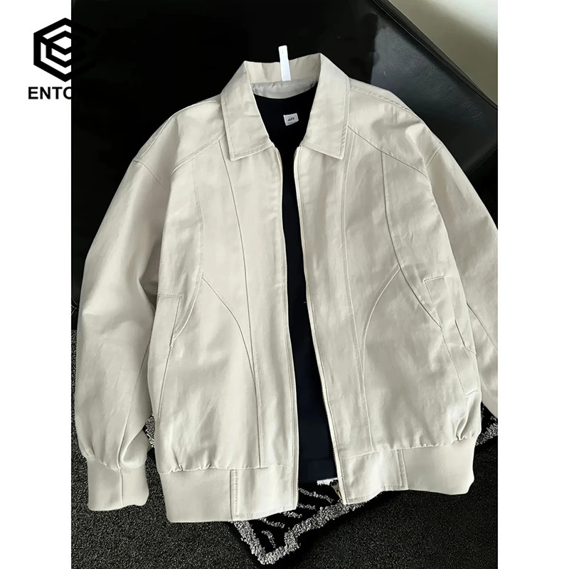 Entong美式解构工装夹克男款春秋季高级感翻领外套cleanfit棒球服