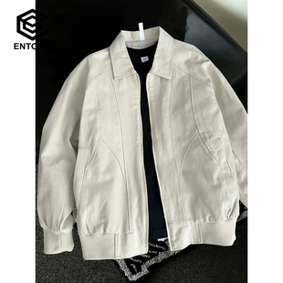 Entong美式解构工装夹克男款春秋季高级感翻领外套cleanfit棒球服