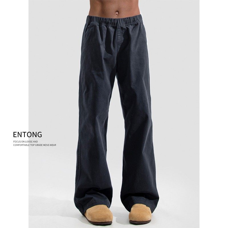 Entong春秋款直筒休闲裤子男生美式裤子复古宽松显瘦百搭直筒长裤