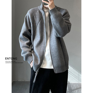 Entong美式cleanfit针织毛衣开衫外套男款春秋季高级感慵懒风上衣