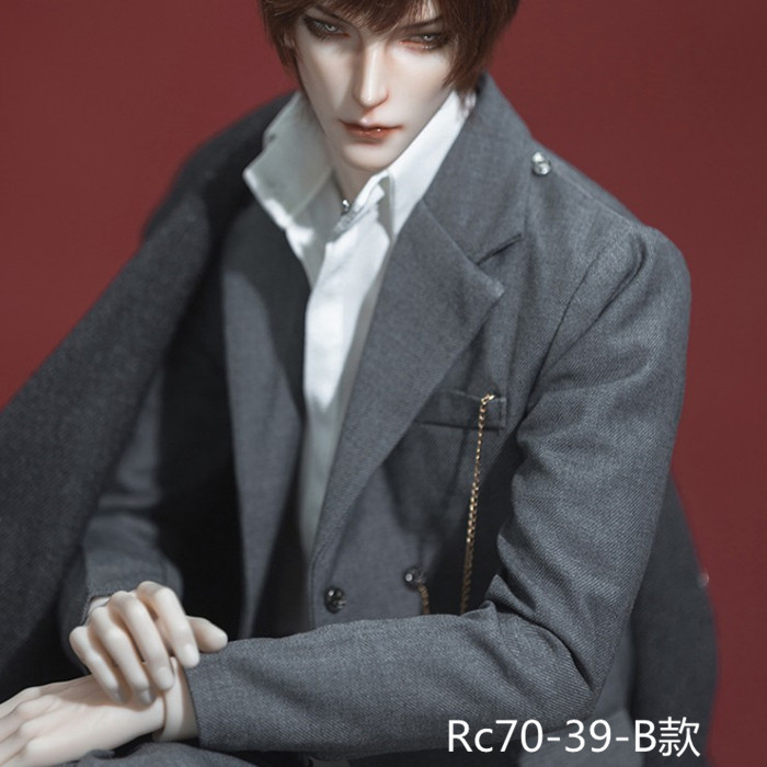 BJD/SD大叔娃娃衣服+假发RD毛领斗篷西服西裤衬衣披风套装Rc70-39