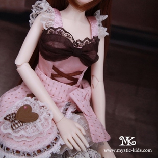 1/4BJD娃娃衣服SD4分女洋装MK4分伊芙琳官配女仆装裙子+假发+鞋子