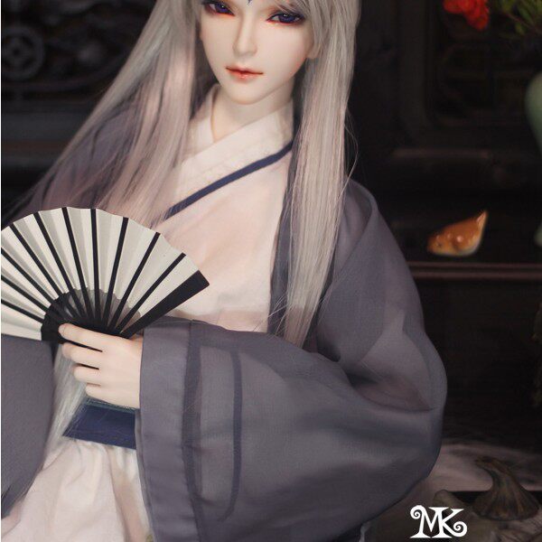 MK狐狸大叔衣服BJD男娃古装服装汉服长衫+古风假发+古装鞋子+耳朵