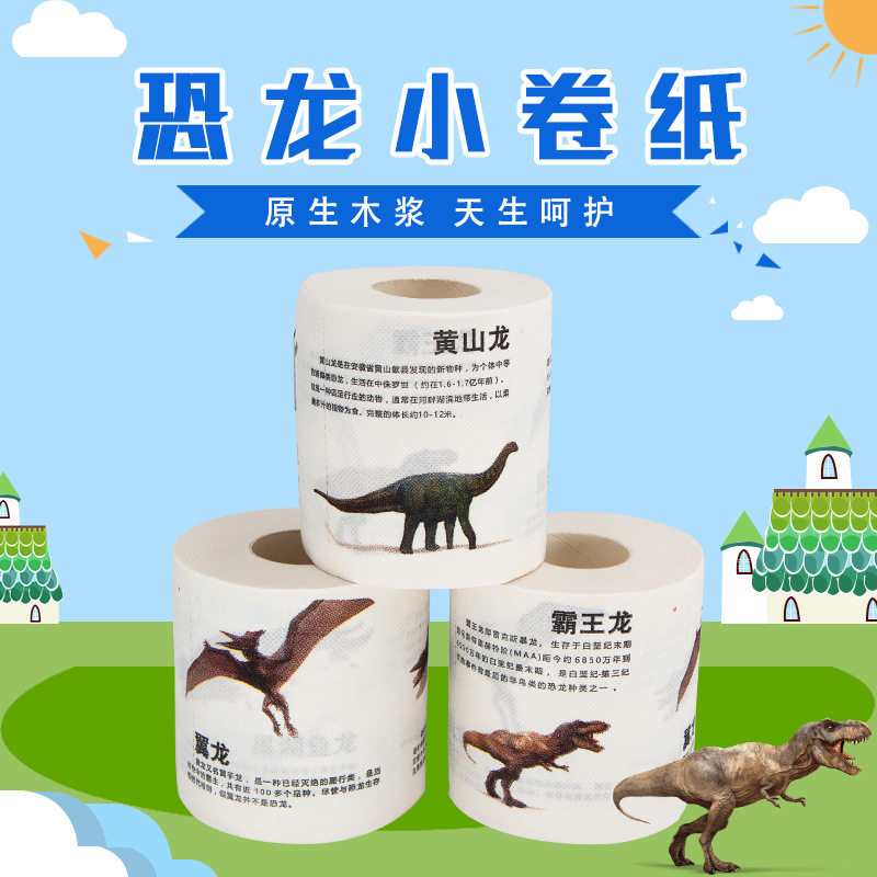 卡通趣味恐龙厕纸学习卷纸巾幼儿科普早教儿童益智原生木浆不掉色