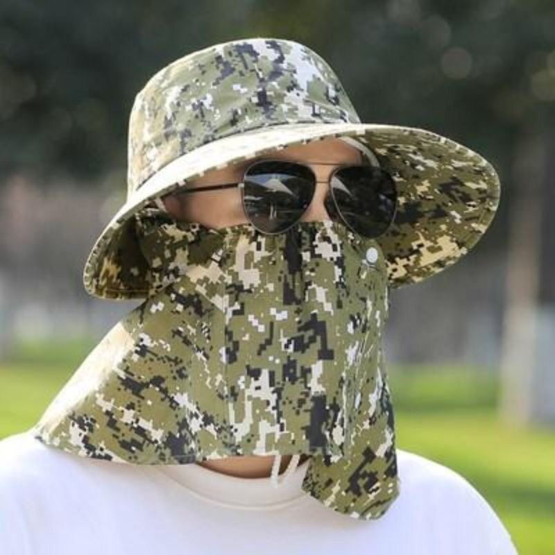 防晒帽登山遮阳帽男女春夏出行潮工作旅游防尘防风护鼻一体钓鱼帽