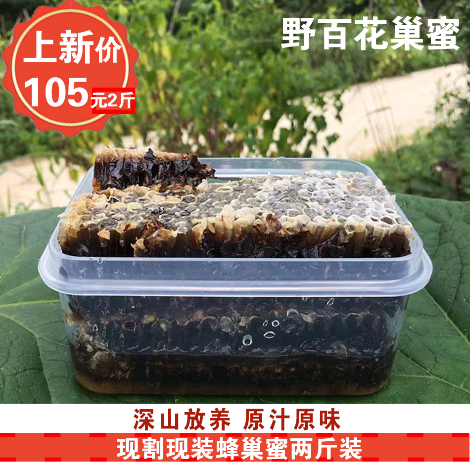 纯天然野百花巢蜜土蜂巢蜜原生态蜂蜜农家自产野百花蜜2斤