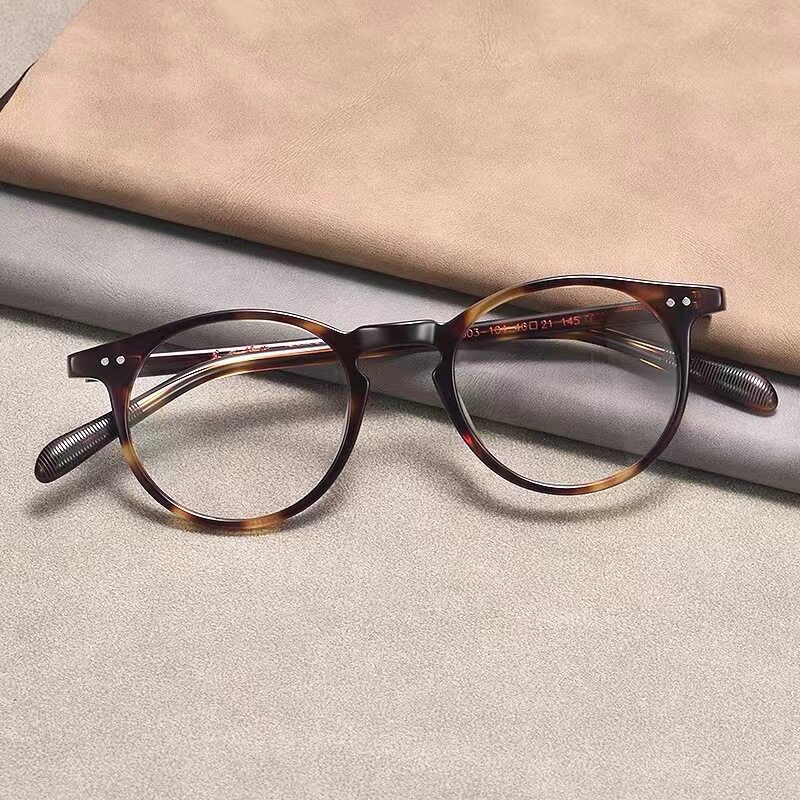 手工制造意大利板材眼镜框眼镜架平光全框文艺镜框近视镜椭圆框