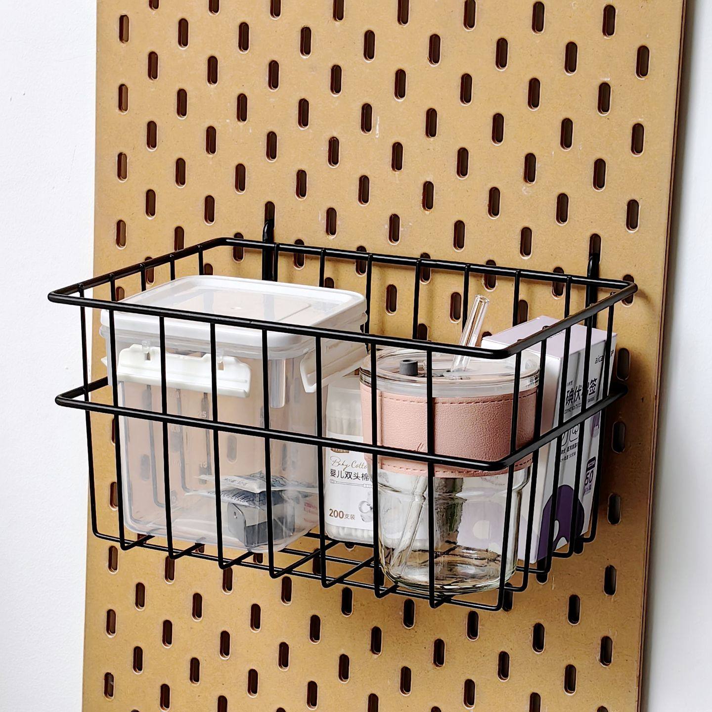 【兼容Yi家】铁艺网篮洞洞板挂篮白色杂物收纳篮黑色大容量置物篮,收纳整理,收纳洞洞板,淘宝优惠券,粉丝福利购,淘宝优惠卷