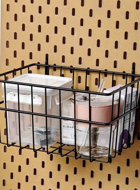 【兼容Yi家】铁艺网篮洞洞板挂篮白色杂物收纳篮黑色大容量置物篮