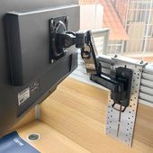 工位单边屏风显示器万向支架可调高低屏幕挂架卡位站立办公增高架