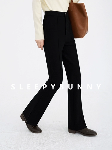 Черная труба с пробором по середине, штаны-клёш для отдыха, облегающий крой, увеличенная толщина