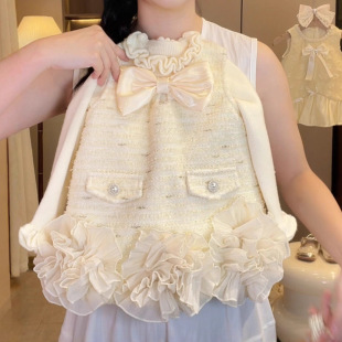 女童小香风背心裙冬装2025新款周岁礼服裙女宝宝公主裙加绒连衣裙