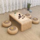 藤编榻榻米茶几阳台桌茶桌简约飘窗桌日式 禅意矮桌地台组合小桌子