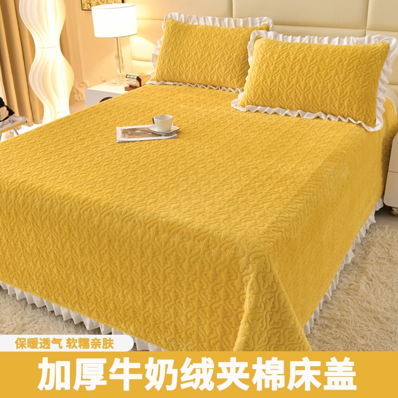 简恋简约纯色牛奶绒床盖