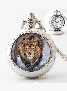 新款狮子学生怀表手表男孩女朋友礼物儿童银色合金狮子座星座定制