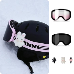 FreeSpin新款MMXXI滑雪眼镜防雾风粉色可爱双镜片磁吸雪镜护目镜