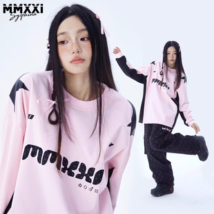 FreeSpin新款MMXXI粉色滑雪服圆领卫衣内搭防水上衣可爱加绒保暖