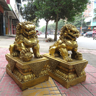 纯铜狮子大号一对摆件狮子威震四方百兽之王纳福招财宫门狮子一对