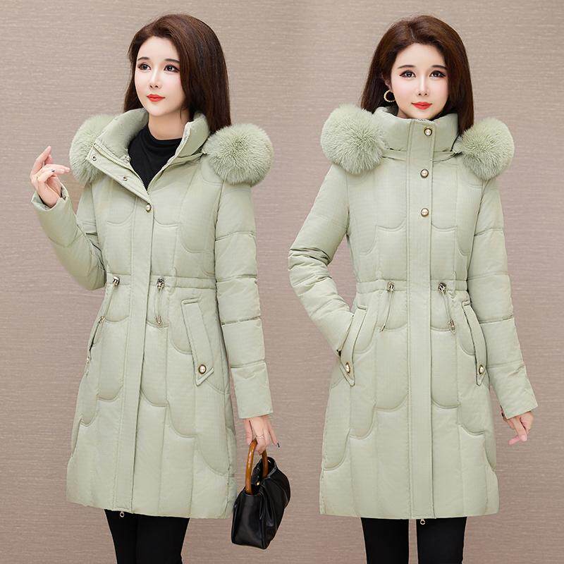 棉衣棉袄女中长款2024冬季新款大毛领保暖时尚修身显瘦棉服厚外套