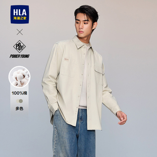 外套25秋新口袋时尚 休闲衬衫 衬衣男 YOUNG纯棉工装 海澜之家POWER