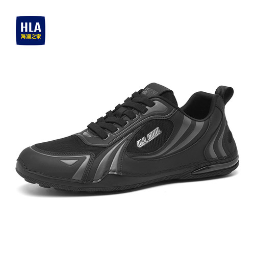 HLA/海澜之家男鞋新款秋季复古德训鞋休闲耐磨运动鞋男黑色赛车鞋